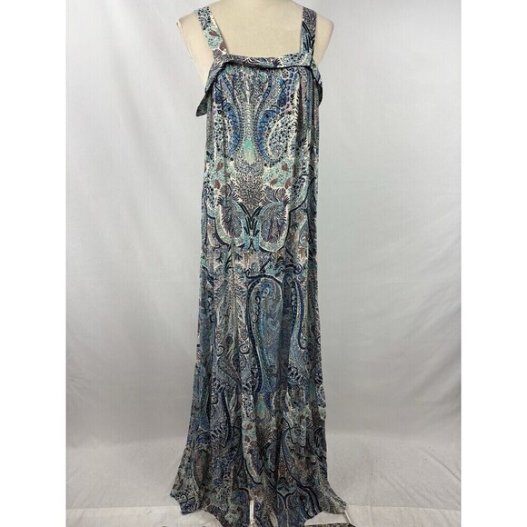 ba&sh Baraka Maxi Dress Blue Paisley Print 3 Large Cut Out Back Sleeveless - Picture 16 of 16